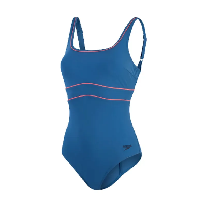 Speedo Women's Shaping Contour Eclipse 1 Piece Swimsuit Ageon Blue/Cinder Rose